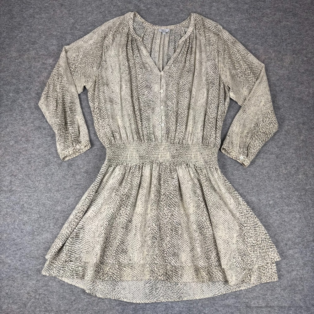 Rails Jasmine Dress Cream Snakeskin Print Rayon Viscose Longβ Sleeve Womens XL